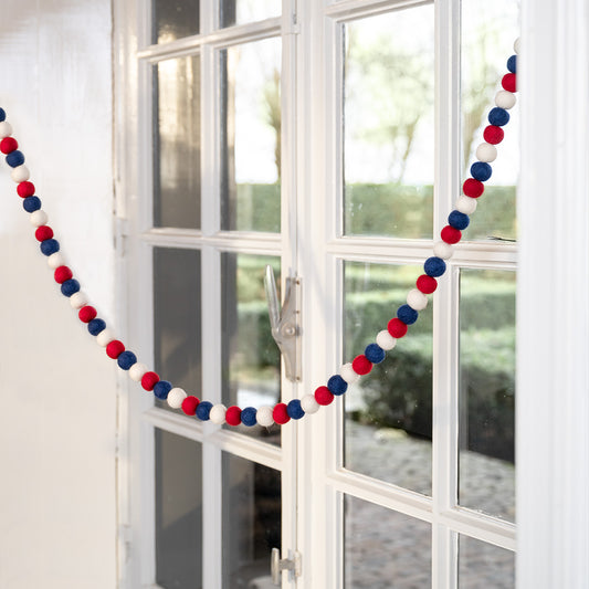 Vilten slinger rood wit blauw bolletjes | Sjaal met Verhaal