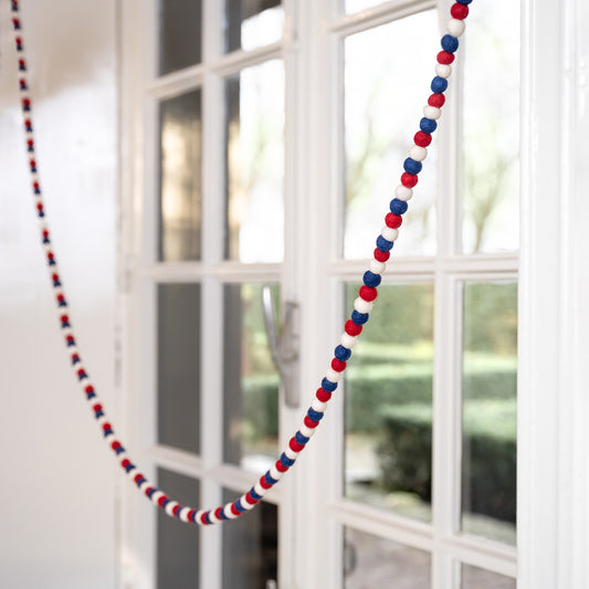 Vilten slinger rood wit blauw bolletjes | Sjaal met Verhaal